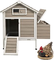 Petscosset Chicken Coop with Nesting Box, Grey, 32 x 23.6 x 36.6-in
