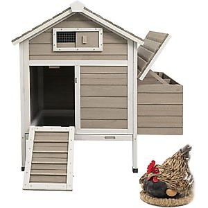 Petscosset Chicken Coop with Nesting Box, Grey, 32 x 23.6 x 36.6-in