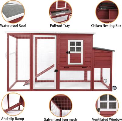 Show full view: Petscosset 2-Story Wooden Chicken Coop, Red slide 3 of 7