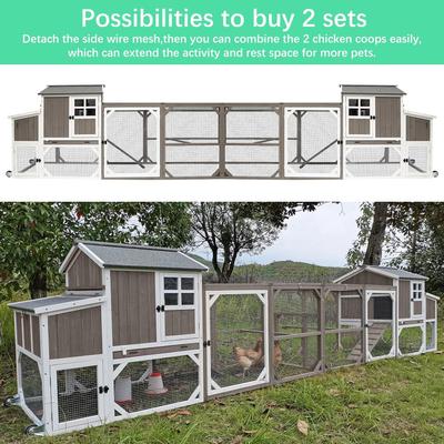 Show full view: Petscosset Wooden Chicken Coop with Wheels, Grey slide 7 of 10