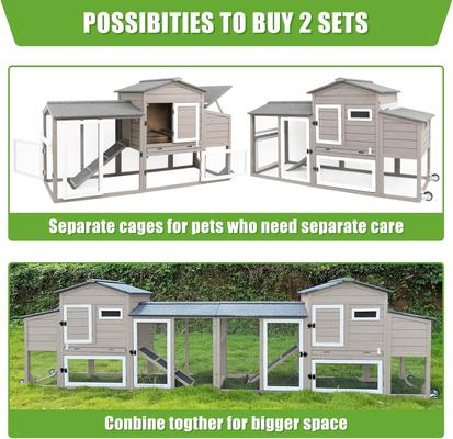 Show full view: Petscosset Wooden Chicken Coop with Wheels, Gray slide 7 of 9