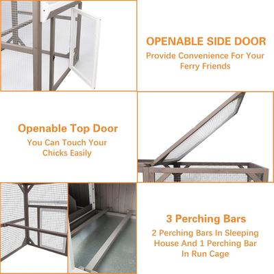 Show full view: Petscosset Wooden Chicken Coop with Wheels, Grey slide 6 of 10