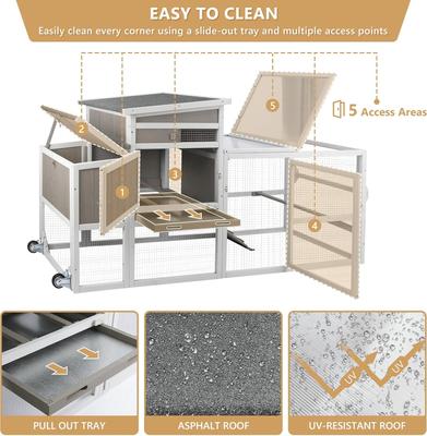 Show full view: Petscosset 78-in Wooden Chicken Coop with Run, 2 to 3 Chicken Capacity, Gray slide 5 of 9