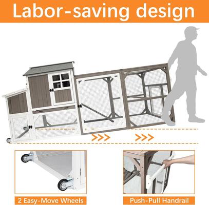 Show full view: Petscosset Wooden Chicken Coop with Wheels, Grey slide 5 of 10