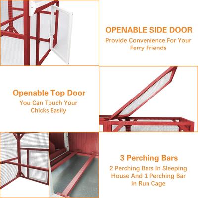 Show full view: Petscosset Wooden Chicken Coop with Wheels, Red slide 4 of 10