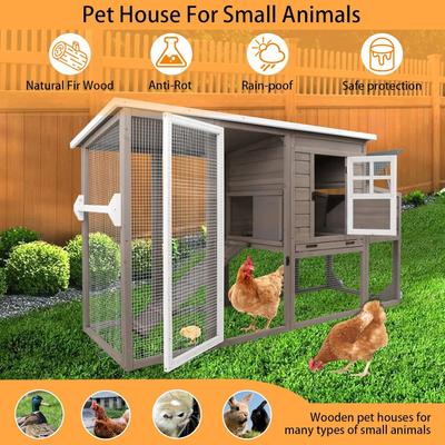 Show full view: Petscosset 2-Story Wooden Chicken Coop, Grey slide 6 of 7