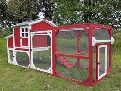 Petscosset Wooden Chicken Coop with Wheels, Red