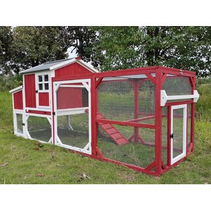 Petscosset Wooden Chicken Coop, 7-8 Chicken Capacity, Red