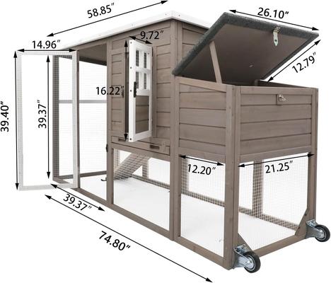 Show full view: Petscosset 2-Story Wooden Chicken Coop, Grey slide 2 of 7