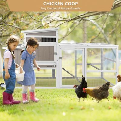 Show full view: Petscosset 78-in Wooden Chicken Coop with Run, 2 to 3 Chicken Capacity, Gray slide 7 of 9