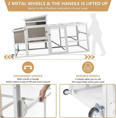 Show full view: Petscosset 78-in Wooden Chicken Coop with Run, 2 to 3 Chicken Capacity, Gray slide 4 of 9