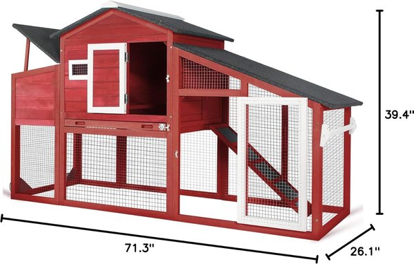 Petscosset Wooden 2-Story Chicken Coop with Run, 2 to 3 Chicken Capacity