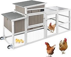 Petscosset 78-in Wooden Chicken Coop with Run, 2 to 3 Chicken Capacity, Gray