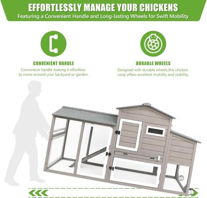 Show full view: Petscosset Wooden Chicken Coop with Wheels, Gray slide 4 of 9