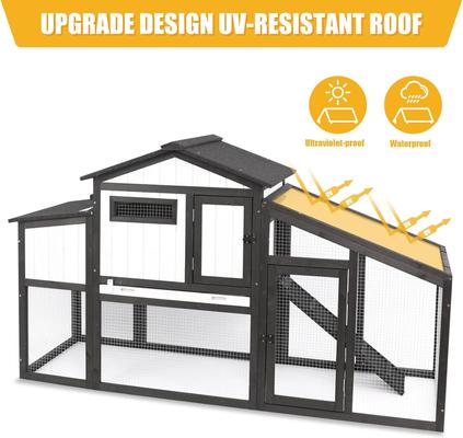 Show full view: Petscosset 65-in Wooden Chicken Coop with Run, 1 to 2 Chicken Capacity, Black slide 6 of 10