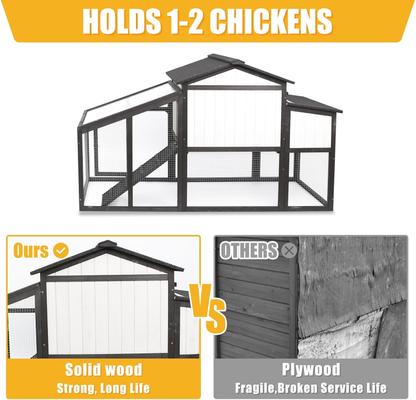 Show full view: Petscosset 65-in Wooden Chicken Coop with Run, 1 to 2 Chicken Capacity, Black slide 5 of 10