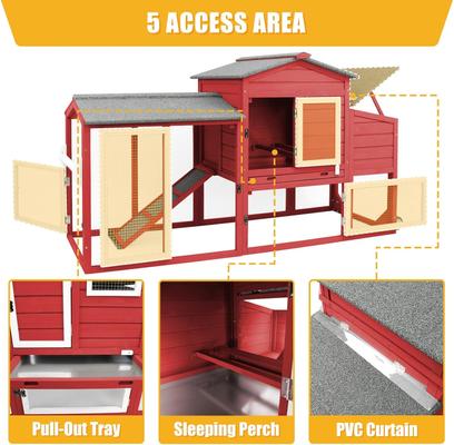 Show full view: Petscosset Wooden Chicken Coop with Wheels, Red slide 5 of 9