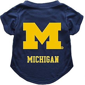Littlearth NCAA Dog & Cat Tee Shirt, Michigan Wolverines, X-Small