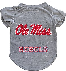Littlearth NCAA Dog & Cat Tee Shirt, Mississippi Rebels, Medium