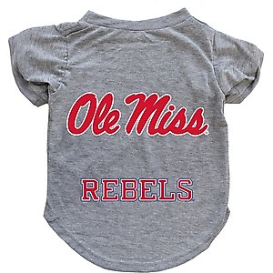 Littlearth NCAA Dog & Cat Tee Shirt, Mississippi Rebels, Large
