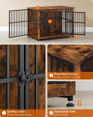 Show full view: FEANDREA 38.6-in Multi-Functional Dog Crate, Rustic Brown slide 6 of 7