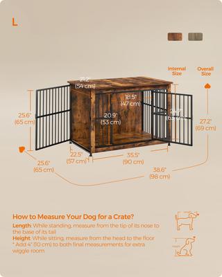 Show full view: FEANDREA 38.6-in Multi-Functional Dog Crate, Rustic Brown slide 5 of 7