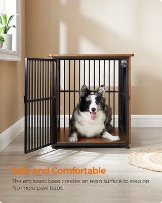 Show full view: FEANDREA 38.6-in Multi-Functional Dog Crate, Rustic Brown slide 3 of 7