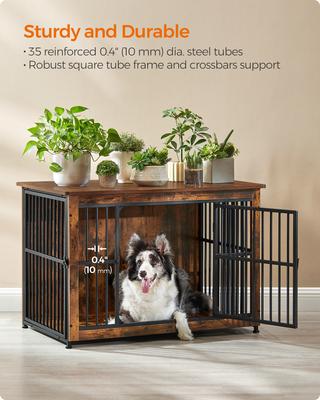 Show full view: FEANDREA 38.6-in Multi-Functional Dog Crate, Rustic Brown slide 2 of 7