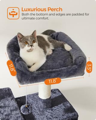 Show full view: FEANDREA 64.6-in Multi-Level Cat Tree with Hammock, Smoky Gray slide 2 of 9