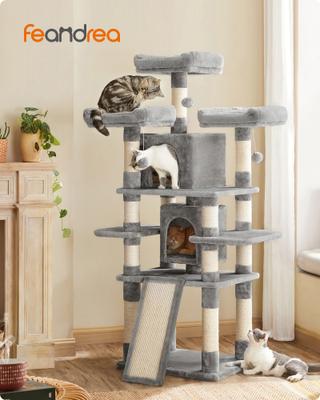Show full view: FEANDREA 67-in Multi-Level Cat Tree, Light Gray slide 2 of 9
