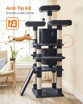 Show full view: FEANDREA 67-in Multi-Level Cat Tree, Smoky Gray slide 8 of 9