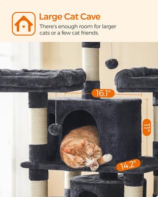 Show full view: FEANDREA 67-in Multi-Level Cat Tree, Smoky Gray slide 4 of 9