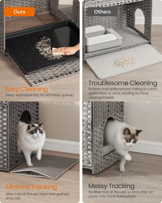 Show full view: FEANDREA Boho-Style Cat Litter Enclosure, Dove Gray slide 3 of 6