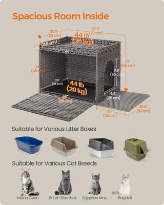 Show full view: FEANDREA Boho-Style Cat Litter Enclosure, Dove Gray slide 6 of 6