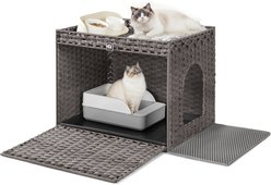 FEANDREA Boho-Style Cat Litter Enclosure, Dove Gray