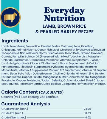 Show full view: Solid Gold NutrientBoost Lamb, Brown Rice & Pearled Barley Gut Health Whole Grain Dry Dog Food for Medium & Large Dogs, 22-lb bag slide 9 of 10
