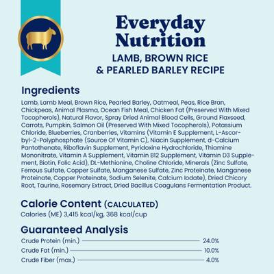 Show full view: Solid Gold Gut Health Real Lamb, Brown Rice & Pearled Barley Recipe Whole Grain Dry Dog Food, 22-lb bag slide 10 of 12