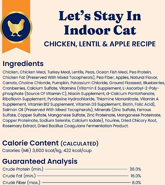 Show full view: Solid Gold Real Chicken, Lentil & Apple Recipe Grain-Free Indoor Dry Cat Food, 3-lb bag slide 10 of 12