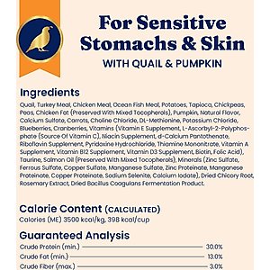 Solid Gold Sensitive Stomach Quail & Pumpkin Grain-Free Dry Cat Food, 6-lb bag