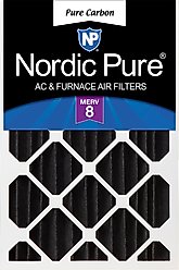 Nordic Pure Pure Carbon Pleated Odor Reduction Merv 8 Furnace Filters, 16 x 25 x 4-in, 1 count