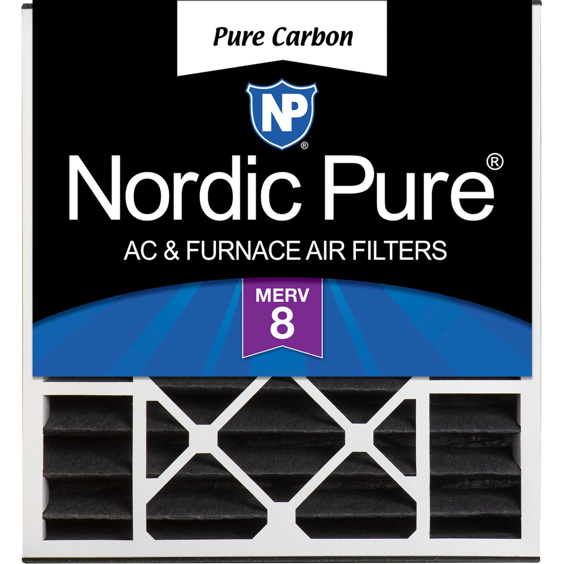 Nordic Pure Air Bear Replacement 259112-103 Pure Carbon Pleated Odor Reduction Merv 8 Furnace Filter, 20 x 20 x 5-in AB, 1 count
