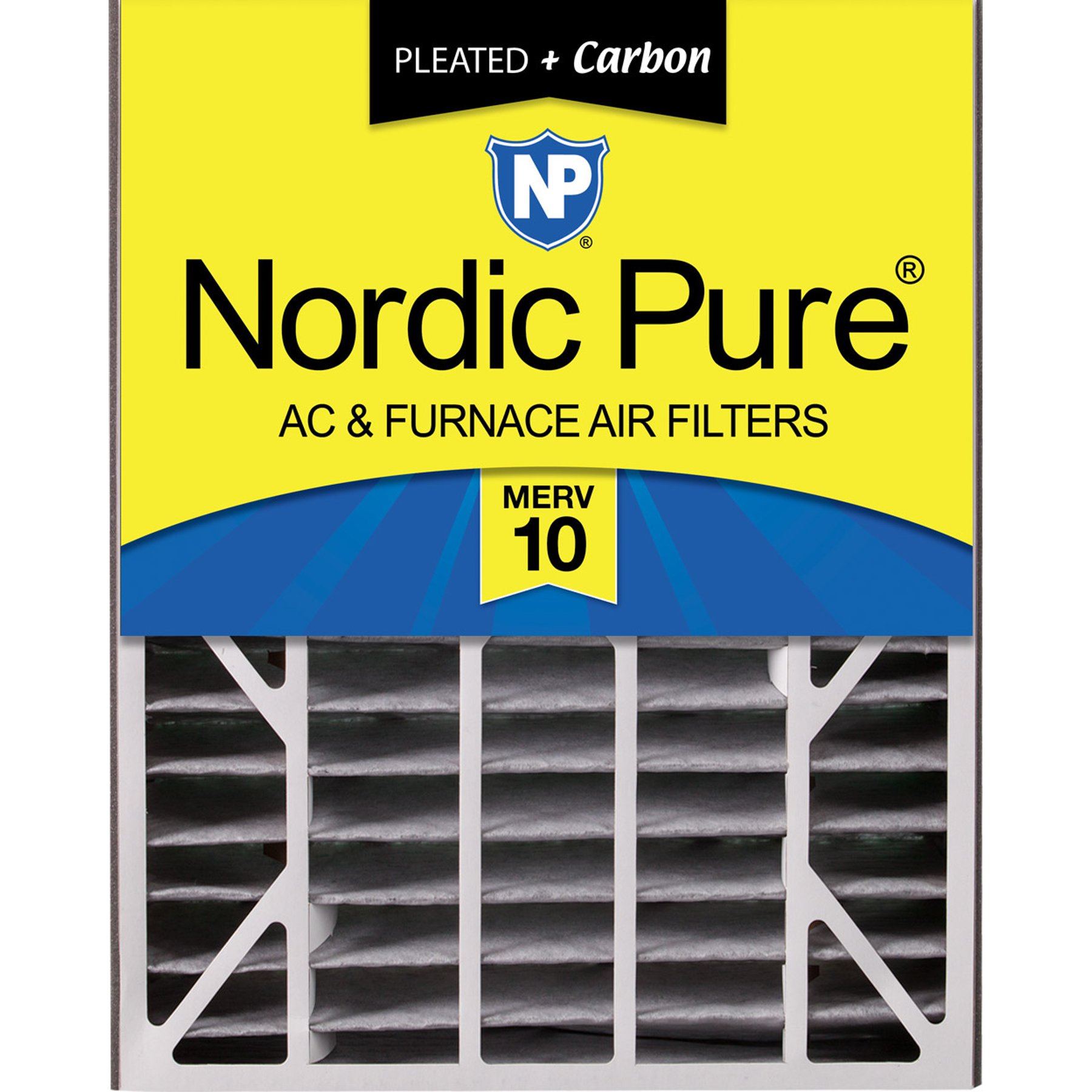 Nordic Pure Air Bear MERV 10 Pleated Plus Carbon Air Filter Replacement, 20 x 25 x 5-in AB, 1 count