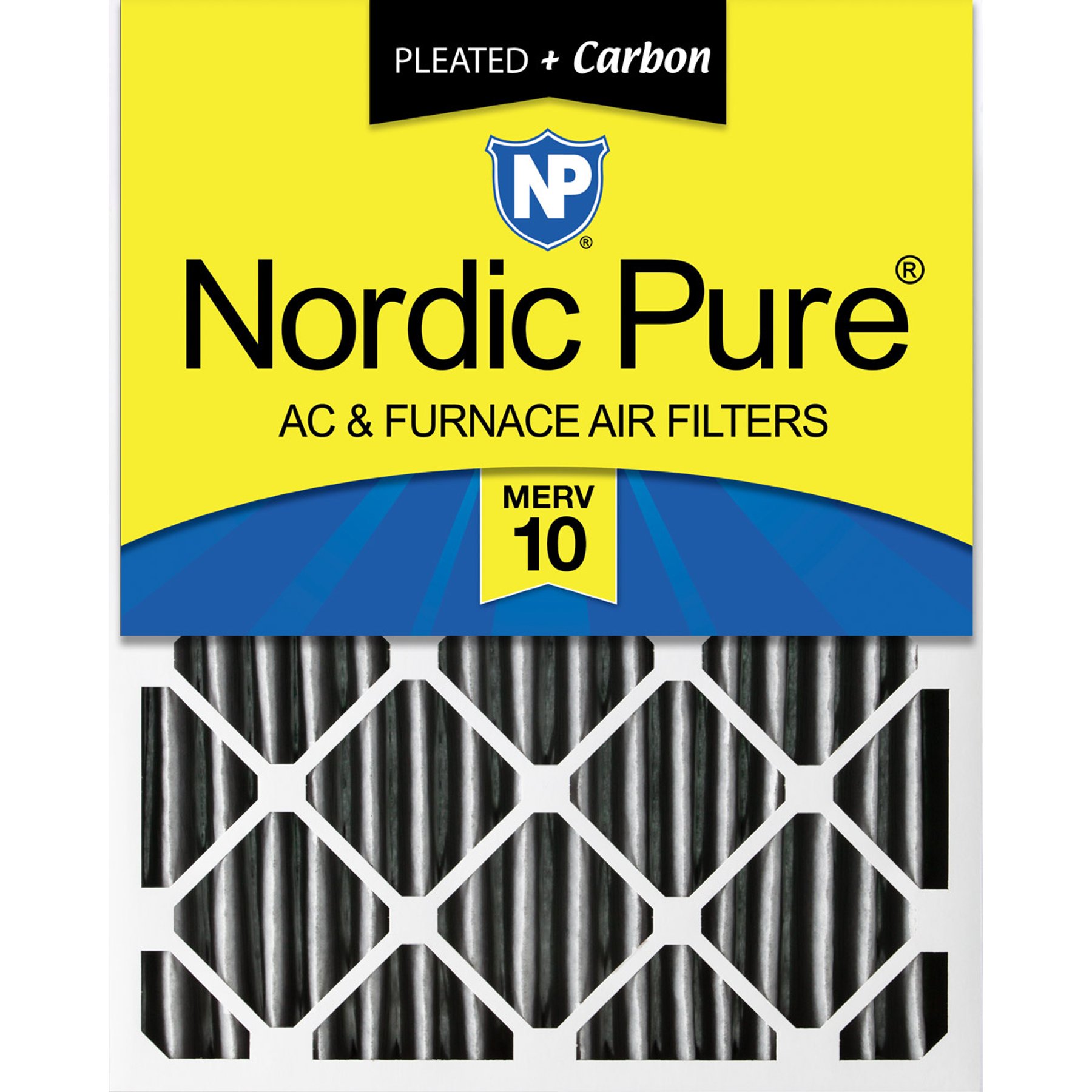 Nordic Pure MERV 10 Pleated Plus Carbon Furnace Air Filters, 16 x 25 x 4-in, 1 count
