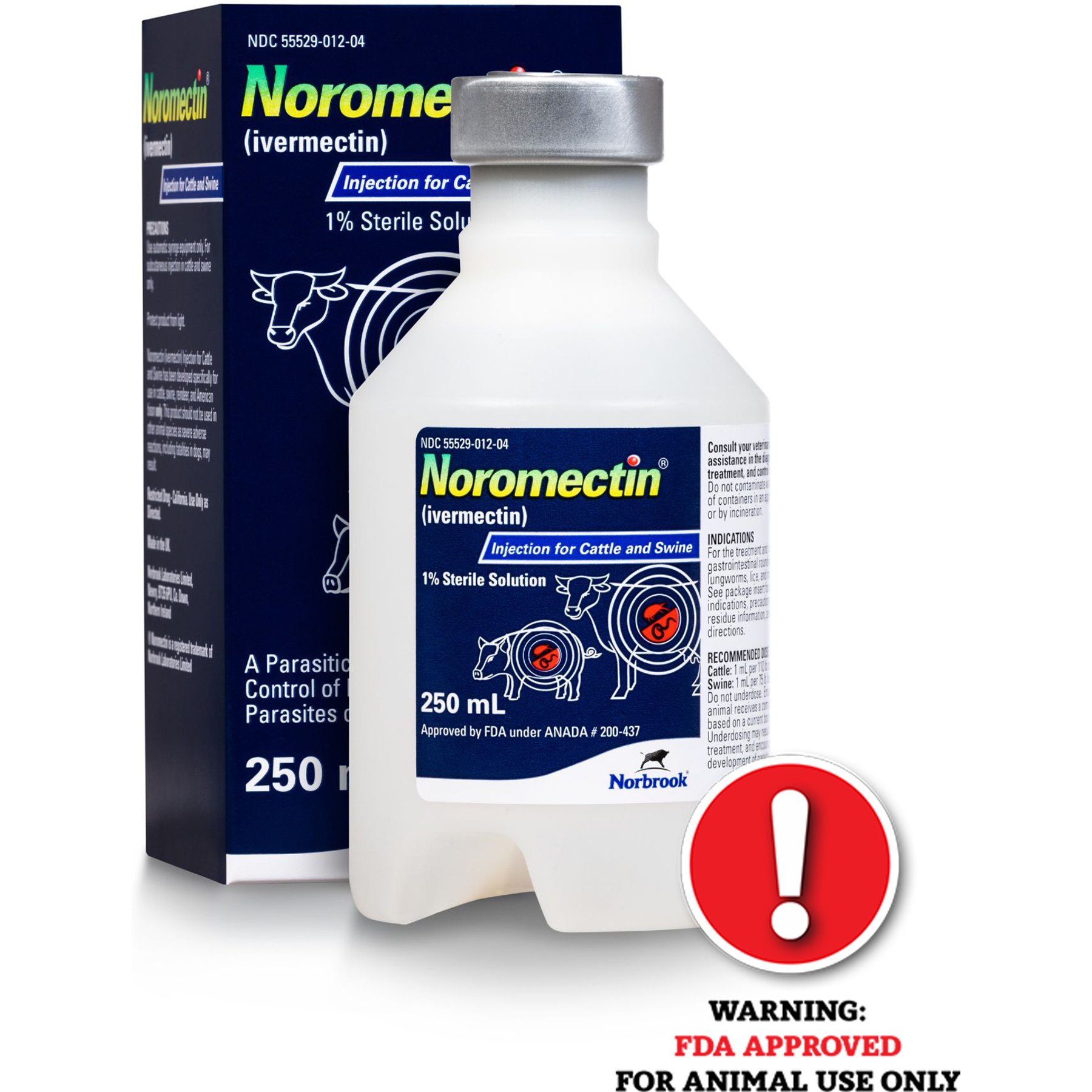 Norbrook Noromectin 1% Dewormer for Cattle & Swine, 250-mL bottle