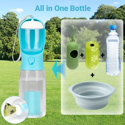 Show full view: Yafylly 3-in-1 Dog Feeding Travel Kit with Filtered Water Bottle, Food Storage & Waste Bag Dispenser slide 5 of 10