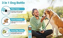 Yafylly 3-in-1 Dog Feeding Travel Kit with Filtered Water Bottle, Food Storage & Waste Bag Dispenser slide 2 of 9