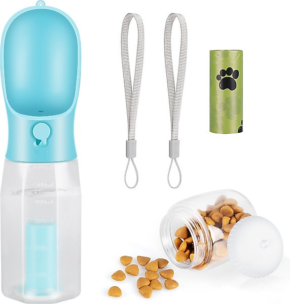Show full view: Yafylly 3-in-1 Dog Feeding Travel Kit with Filtered Water Bottle, Food Storage & Waste Bag Dispenser slide 1 of 9