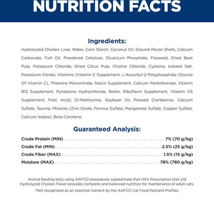 Show full view: Hill's Prescription Diet z/d Skin & Food Sensitivities Hydrolyzed Chicken Flavor Wet Cat Food, 5.5-oz, case of 24 slide 4 of 12