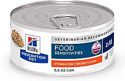 Hill's Prescription Diet z/d Skin & Food Sensitivities Hydrolyzed Chicken Flavor Wet Cat Food, 5.5-oz, case of 24