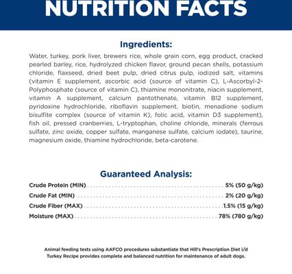 Show full view: Hill's Prescription Diet i/d Digestive Care with Turkey Wet Dog Food, 13-oz, case of 12 slide 5 of 12